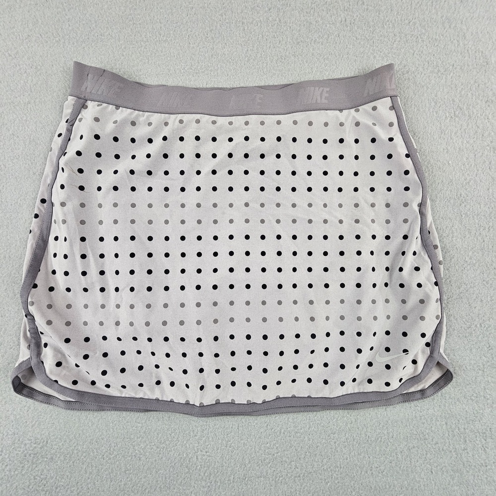 Nike White and Gray Polka Dot Tennis Skort